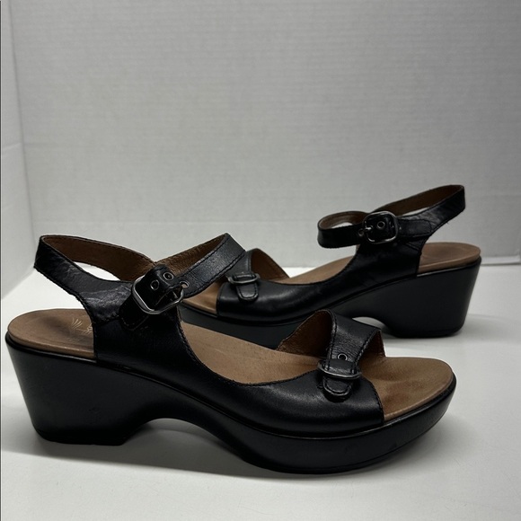 Dansko Shoes - Dansko Joanie Platform Sandals Shoes Open Toe Buckle Leather Black Size 40 US 10